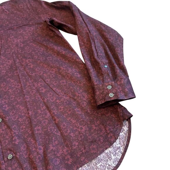 John Varvatos Burgundy Button-Down Shirt 100% Cotton Print Long Sleeve Size XL - Picture 6 of 12